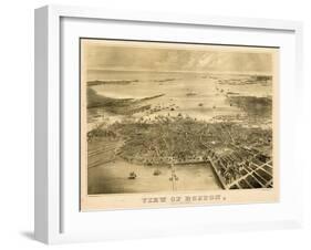 1870, Boston Bird's Eye View on July 4th, Massachusetts, United States-null-Framed Premium Giclee Print