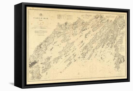 1870, Casco Bay Chart Maine, Maine, United States-null-Framed Stretched Canvas