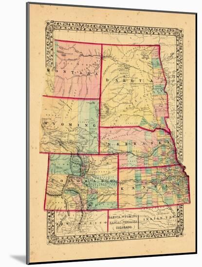 1870, Colorado, Kansas, Montana, Nebraska, North Dakota, South Dakota, Wyoming-null-Mounted Giclee Print