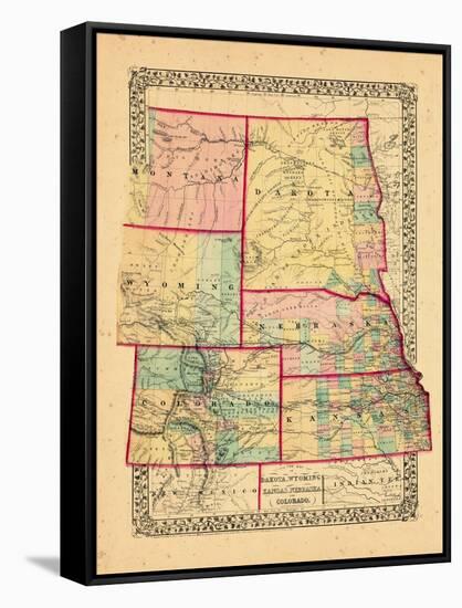 1870, Colorado, Kansas, Montana, Nebraska, North Dakota, South Dakota, Wyoming-null-Framed Stretched Canvas