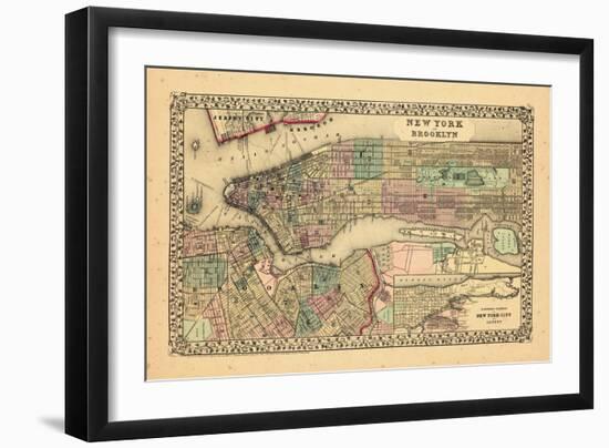 1870, New York and Brooklyn-null-Framed Premium Giclee Print