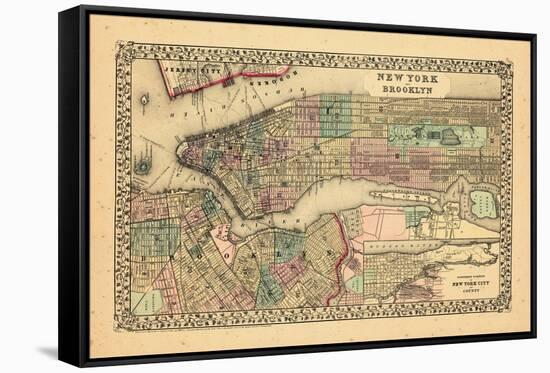 1870, New York and Brooklyn-null-Framed Stretched Canvas