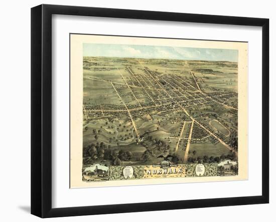 1870, Norwalk Bird's Eye View, Ohio, United States-null-Framed Giclee Print