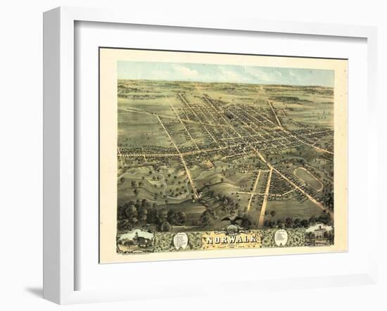 1870, Norwalk Bird's Eye View, Ohio, United States-null-Framed Giclee Print