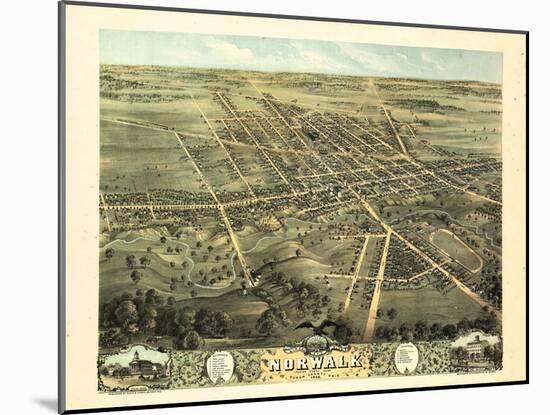 1870, Norwalk Bird's Eye View, Ohio, United States-null-Mounted Giclee Print