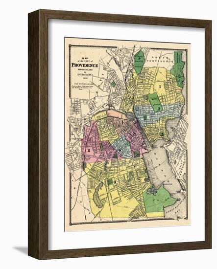 1870, Providence City Map, Rhode Island, United States-null-Framed Giclee Print