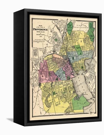 1870, Providence City Map, Rhode Island, United States-null-Framed Stretched Canvas