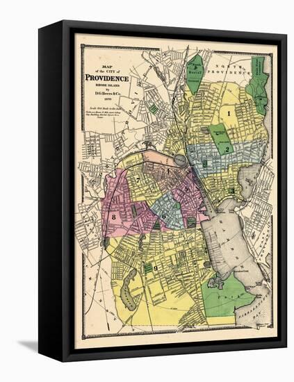 1870, Providence City Map, Rhode Island, United States-null-Framed Stretched Canvas