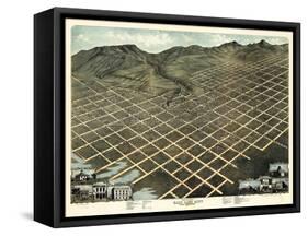 1870, Salt Lake City Bird's Eye View, Utah, United States-null-Framed Stretched Canvas