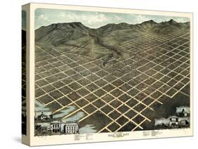 1870, Salt Lake City Bird's Eye View, Utah, United States-null-Stretched Canvas