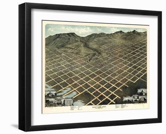 1870, Salt Lake City Bird's Eye View, Utah, United States-null-Framed Giclee Print