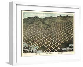 1870, Salt Lake City Bird's Eye View, Utah, United States-null-Framed Giclee Print