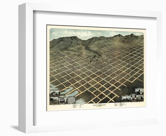 1870, Salt Lake City Bird's Eye View, Utah, United States-null-Framed Giclee Print