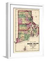 1870, State Map - Rhode Island, Providence and Plantations, Block Island, Rhode Island, United Stat-null-Framed Giclee Print