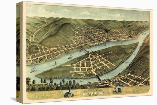 1870, Wheeling Bird's Eye View, West Virginia, United States-null-Stretched Canvas