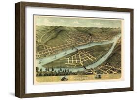 1870, Wheeling Bird's Eye View, West Virginia, United States-null-Framed Giclee Print