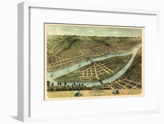 1870, Wheeling Bird's Eye View, West Virginia, United States-null-Framed Giclee Print