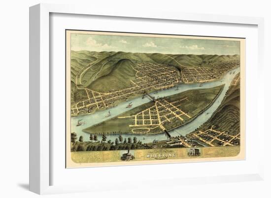 1870, Wheeling Bird's Eye View, West Virginia, United States-null-Framed Giclee Print