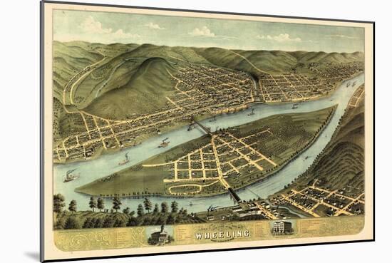 1870, Wheeling Bird's Eye View, West Virginia, United States-null-Mounted Giclee Print