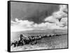 1870s-1880s Montage of Covered Wagons Crossing the American Plains-null-Framed Stretched Canvas