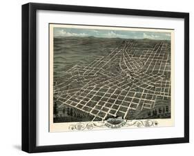 1871, Atlanta Bird's Eye View, Georgia, United States-null-Framed Giclee Print