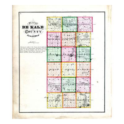'1871, DeKalb County Map, Illinois, United States' Giclee Print 