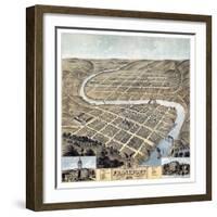 1871, Frankfort Bird's Eye View, Kentucky, United States-null-Framed Giclee Print