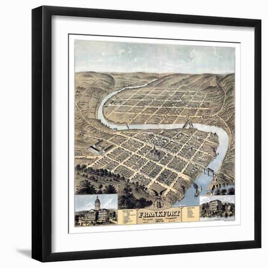 1871, Frankfort Bird's Eye View, Kentucky, United States-null-Framed Giclee Print