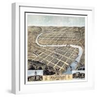 1871, Frankfort Bird's Eye View, Kentucky, United States-null-Framed Giclee Print