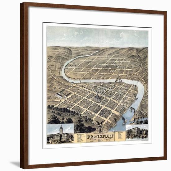 1871, Frankfort Bird's Eye View, Kentucky, United States-null-Framed Giclee Print