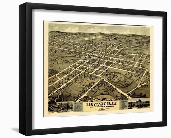 1871, Huntsville Bird's Eye View, Alabama, United States-null-Framed Giclee Print