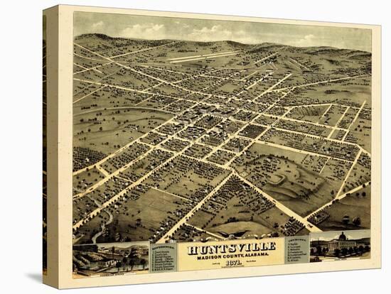 1871, Huntsville Bird's Eye View, Alabama, United States-null-Stretched Canvas