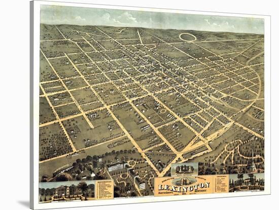 1871, Lexington Bird's Eye View, Kentucky, United States-null-Stretched Canvas
