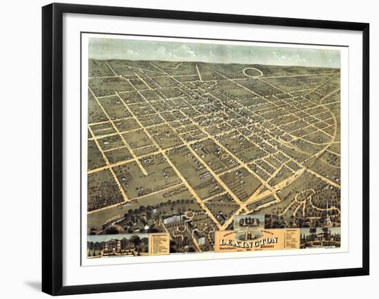 1871, Lexington Bird's Eye View, Kentucky, United States-null-Framed Giclee Print