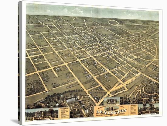 1871, Lexington Bird's Eye View, Kentucky, United States-null-Stretched Canvas