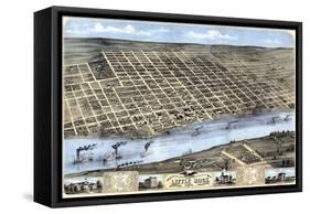 1871, Little Rock Bird's Eye View, Arkansas, United States-null-Framed Stretched Canvas