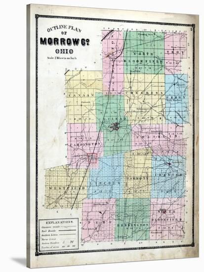 1871, Morrow County Outline Map, Ohio, United States-null-Stretched Canvas