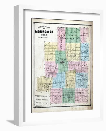 1871, Morrow County Outline Map, Ohio, United States-null-Framed Giclee Print