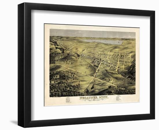 1871, Negaunee Bird's Eye View, Michigan, United States-null-Framed Giclee Print