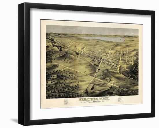 1871, Negaunee Bird's Eye View, Michigan, United States-null-Framed Giclee Print