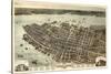 1872, Charleston Bird's Eye View, South Carolina, United States-null-Stretched Canvas