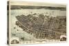 1872, Charleston Bird's Eye View, South Carolina, United States-null-Stretched Canvas