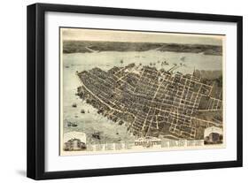 1872, Charleston Bird's Eye View, South Carolina, United States-null-Framed Premium Giclee Print