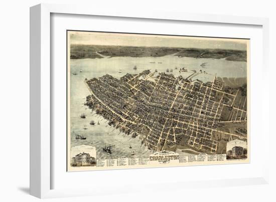 1872, Charleston Bird's Eye View, South Carolina, United States-null-Framed Giclee Print