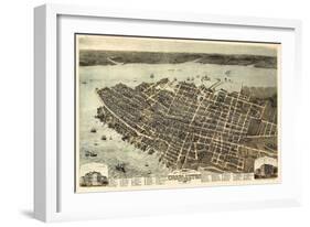 1872, Charleston Bird's Eye View, South Carolina, United States-null-Framed Giclee Print