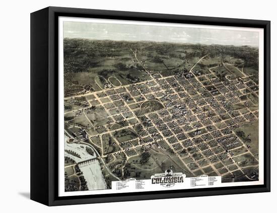 1872, Columbia Bird's Eye View, South Carolina, United States-null-Framed Stretched Canvas