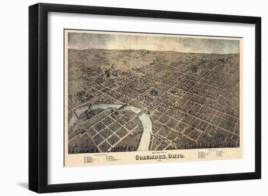 1872, Columbus Bird's Eye View, Ohio, United States-null-Framed Giclee Print