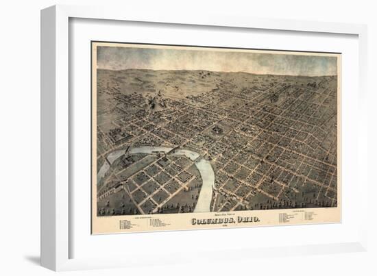 1872, Columbus Bird's Eye View, Ohio, United States-null-Framed Giclee Print