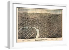 1872, Columbus Bird's Eye View, Ohio, United States-null-Framed Giclee Print