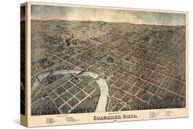 1872, Columbus Bird's Eye View, Ohio, United States-null-Stretched Canvas